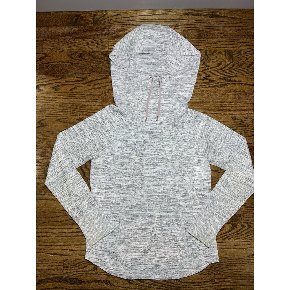 Athleta Cowl Sweatshirt Womens Heather Grey Long‎ Sleeve Size S Thumb Holes